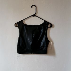 Cider | Black Faux Leather Twist Crop Top | Juniors M